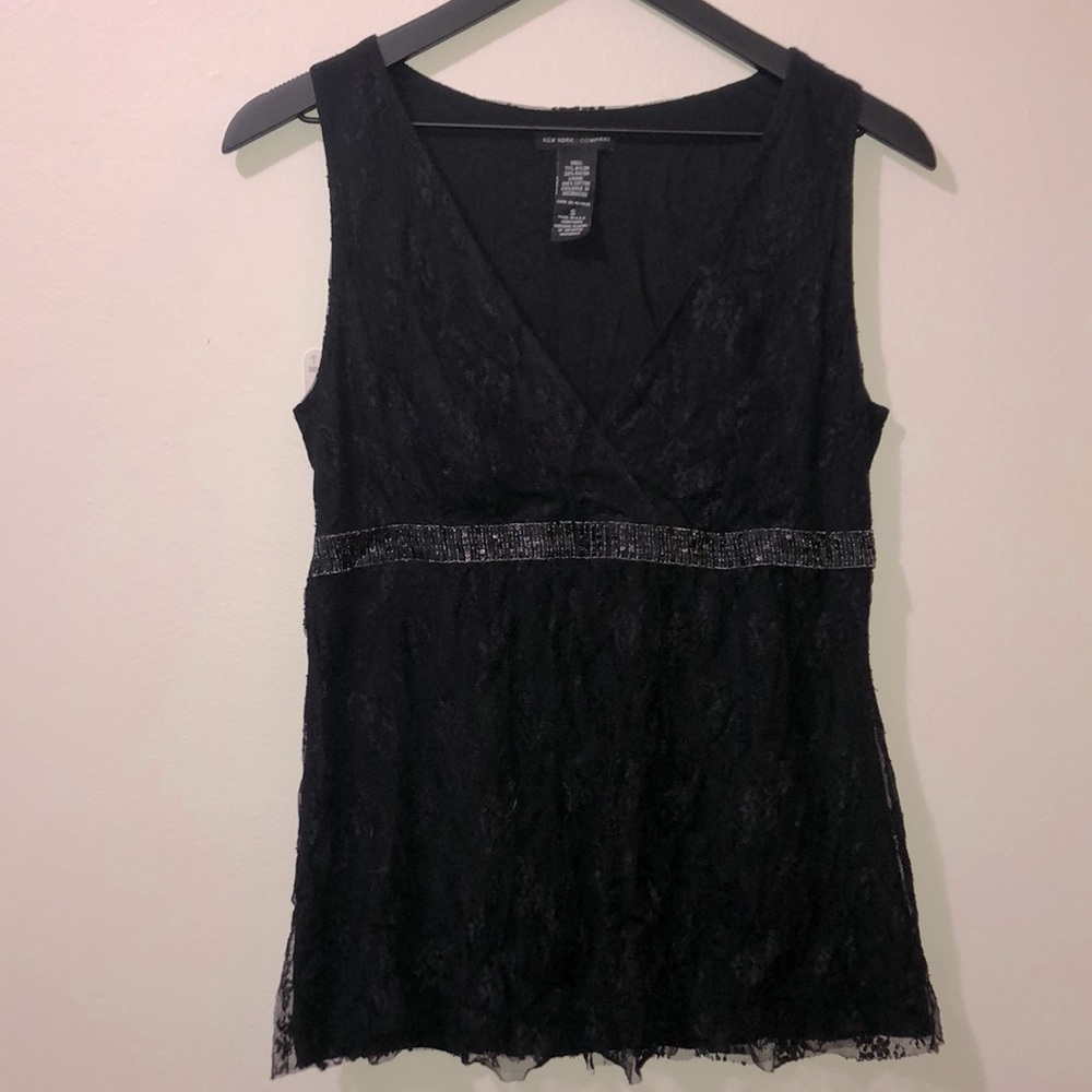 New York & Company small black ornate tank top